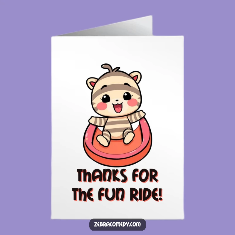 Free Printable Thank You Card: Striped Character Rainbow Slide - Humorous Appreciation