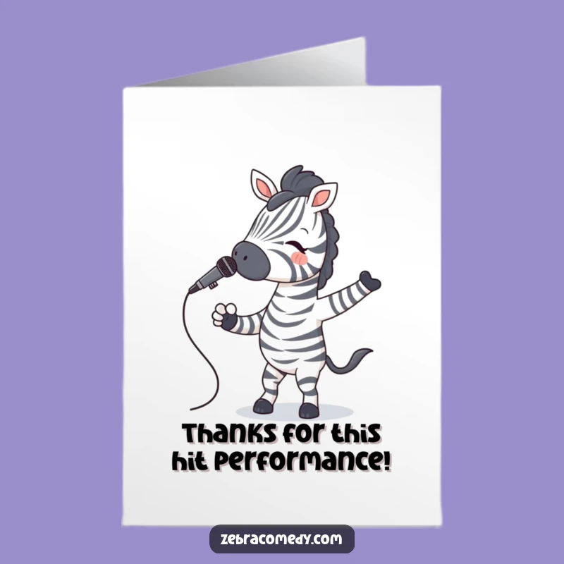 Free Printable Thank You Zebra Card: Singing Star Downloadable Gift for Appreciation