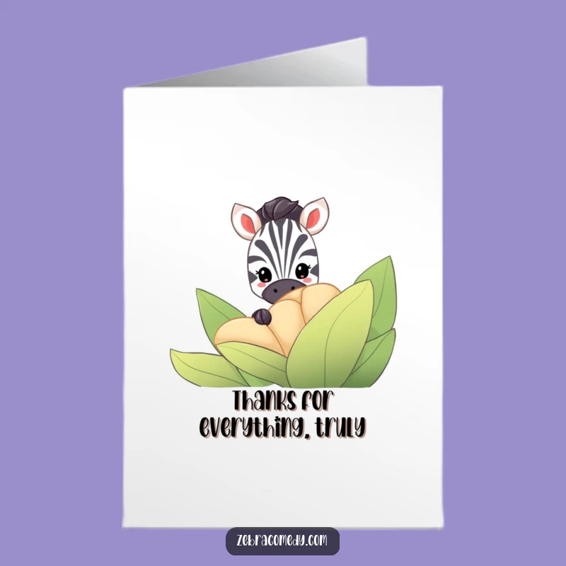 Hidden Zebra Thank You Card Free Printable: Peeking Humor Downloadable Gift
