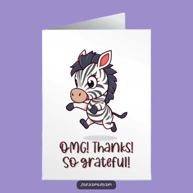 Free Printable Thank You Card: Startled Zebra Gratitude - Humorous Downloadable