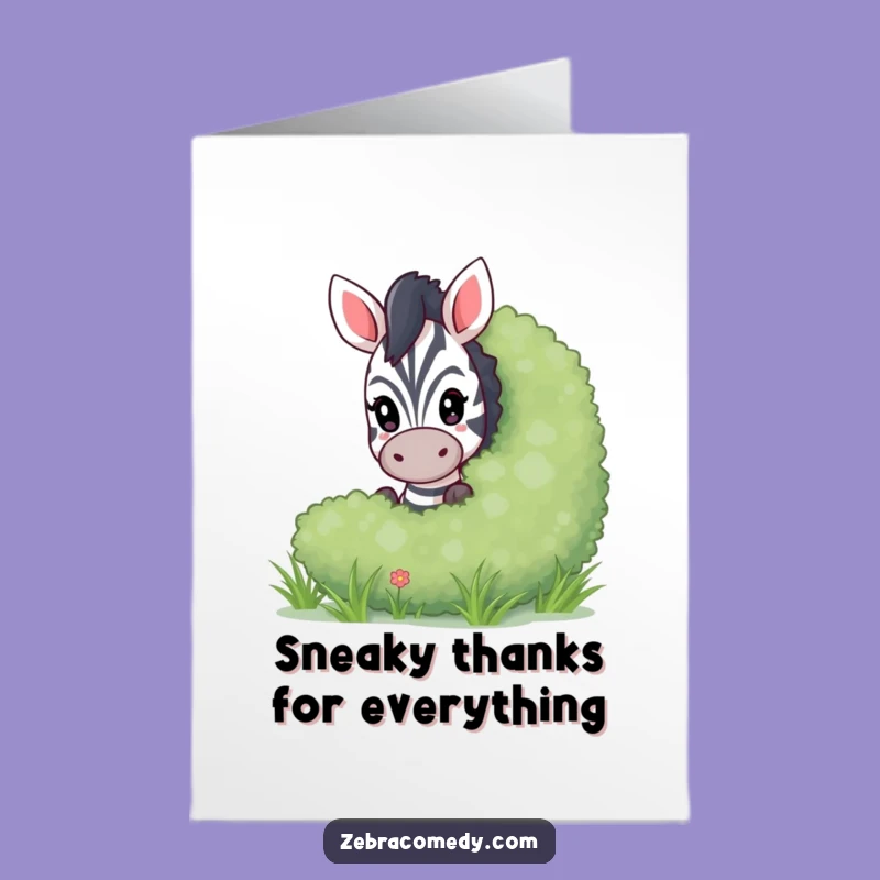 Peek-a-Boo Free Printable Thank You Card: Playful Zebra Surprise Downloadable