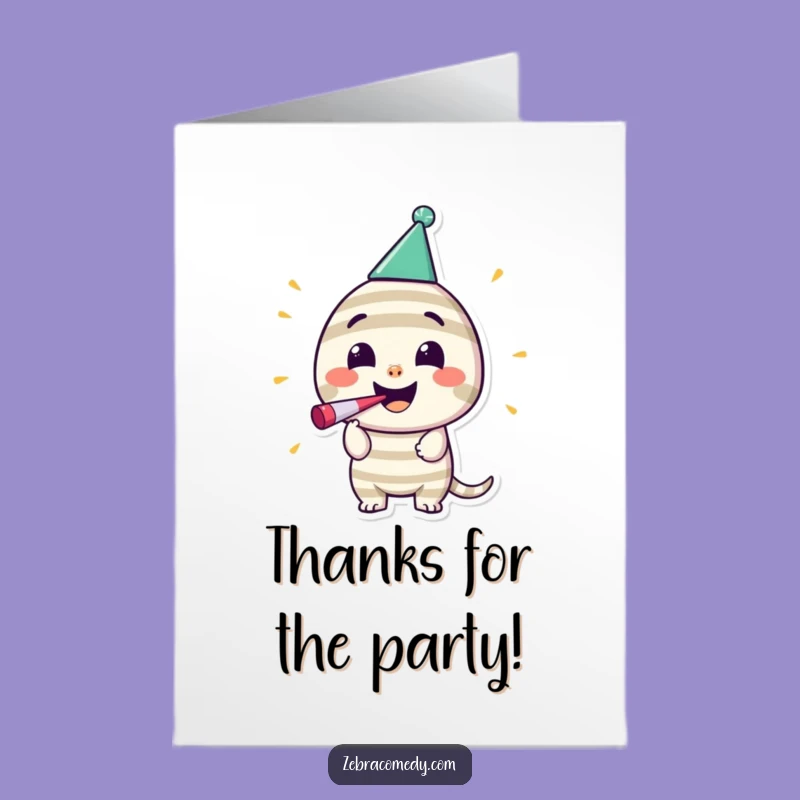 Free Printable Party Character Thank You Card: Funny Stripey Downloadable Greeting