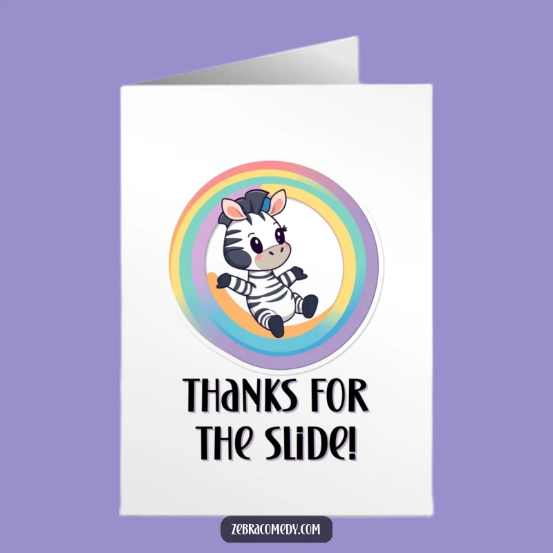 Free Printable Thank You Card: Zebra Rainbow Ride - Funny Downloadable!
