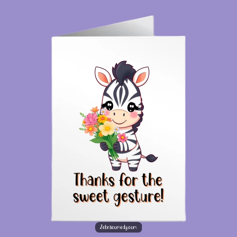 Free Printable Zebra Flower Thank You Card: Grateful Downloadable DIY Gift for Thanks