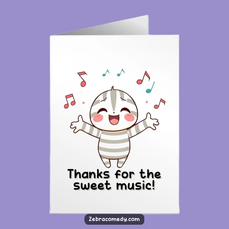 Free Printable Thank You Card: Musical Striped Character - A Melody of Thanks