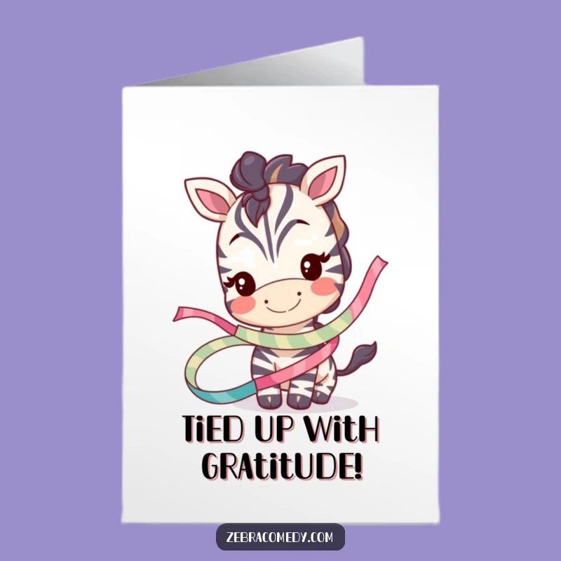 Free Printable Thank You Card: Whimsical Zebra Ribbon for a Grateful, Funny Gift