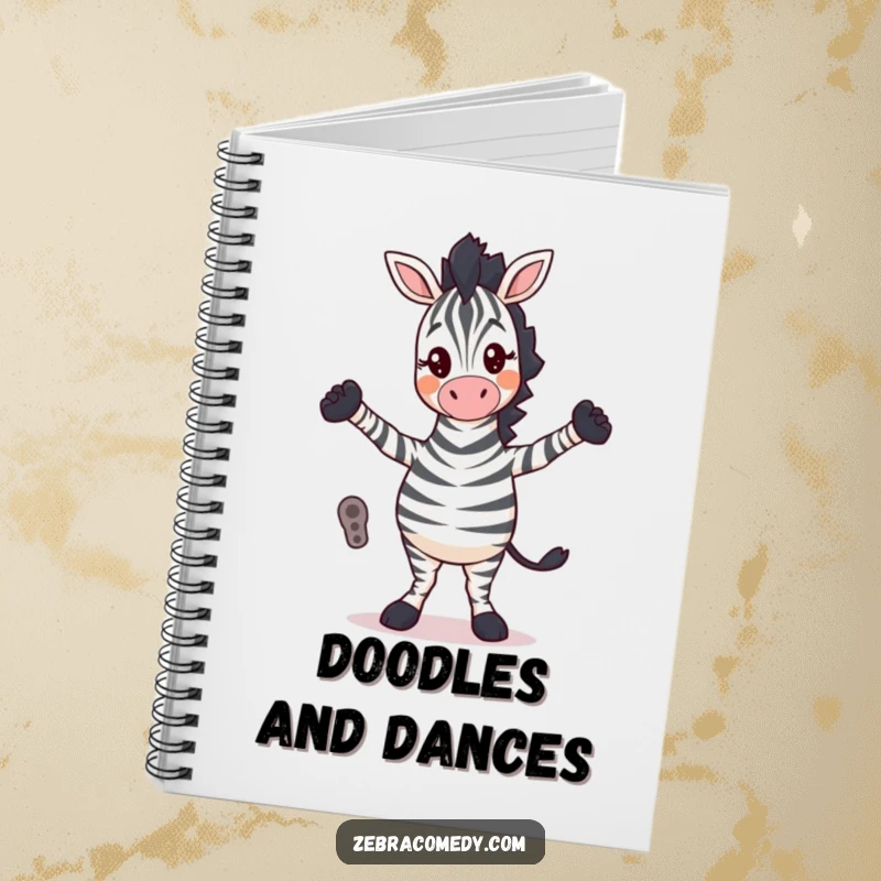 Funny Notebook: A zebra character dances with its legs crossed, ready to add humor to your notes and creative thoughts.