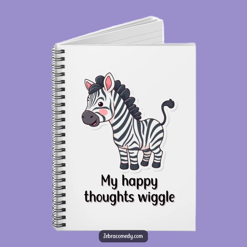 Funny Wavy Stripe Zebra Notebook - Journal Your Happy, Hilarious Thoughts