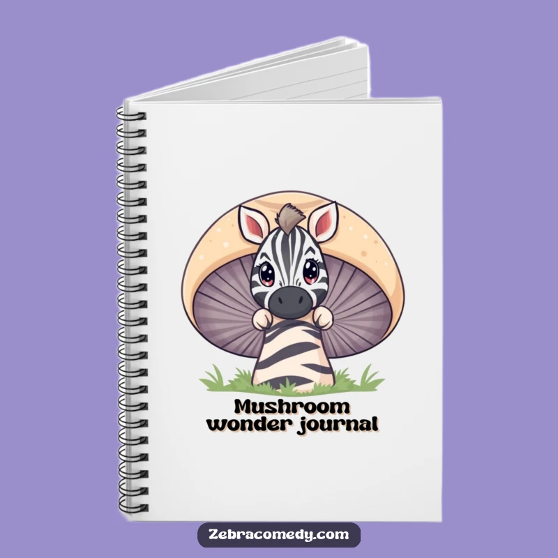 Funny Zebra Mushroom Peeking Notebook - Whimsical Cartoon Journal