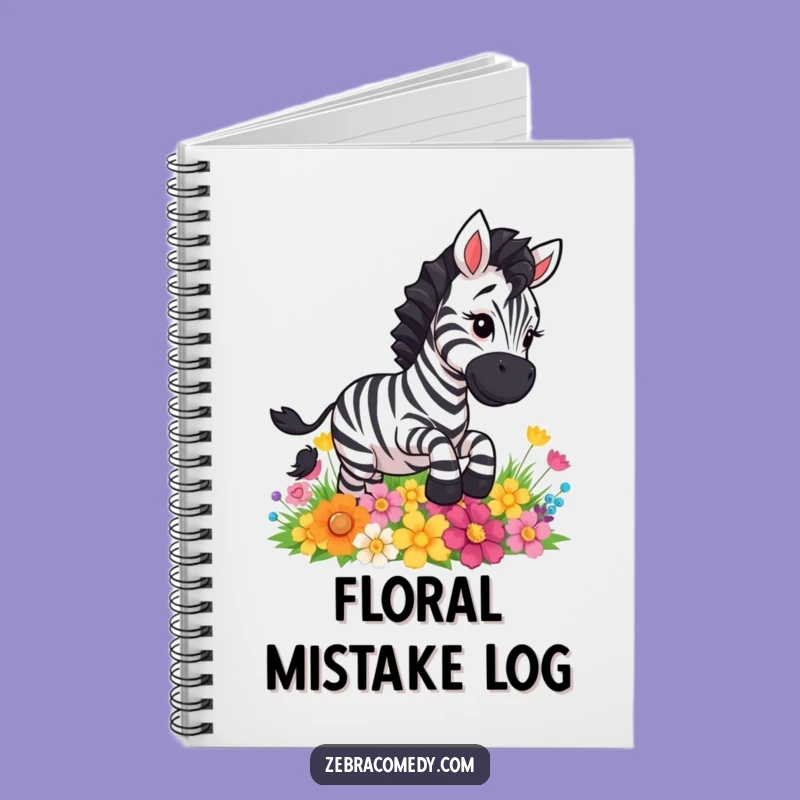 Funny Zebra Slipping Flowers Notebook - Comical Cartoon Journal