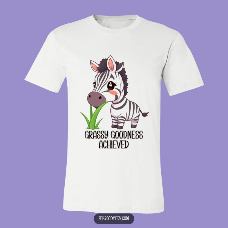 Funny Zebra Big Smile Grass T-Shirt - Hilarious Animal Apparel Gift