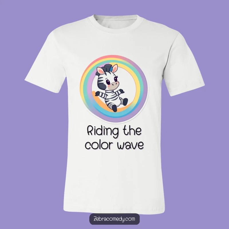 Funny Zebra Rainbow Slide T-Shirt: Cartoon Adventure Tee, Perfect Whimsical Gift