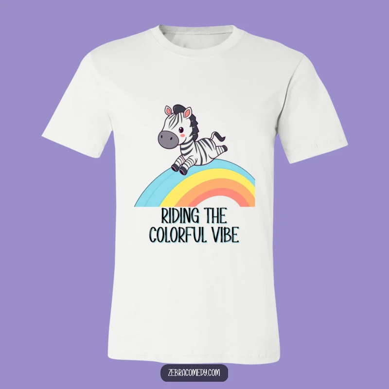 Funny Zebra Rainbow Slide T-Shirt - Playful Grinning Zebra Tee, Hilarious Gift