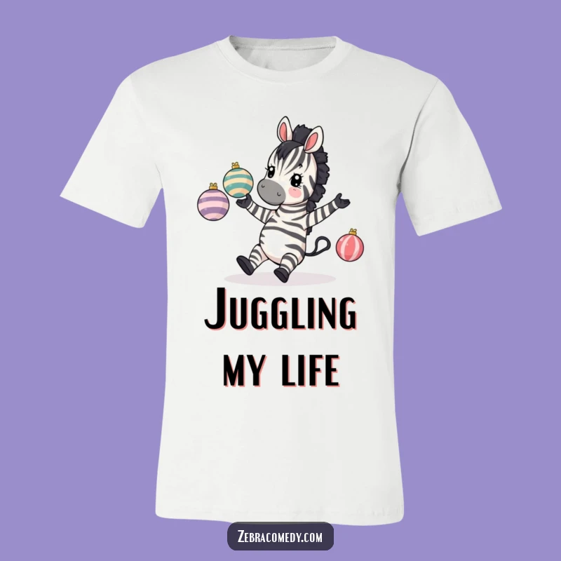 Funny Tripping Zebra T-Shirt - Comical Juggling Zebra Tee, Hilarious Gift