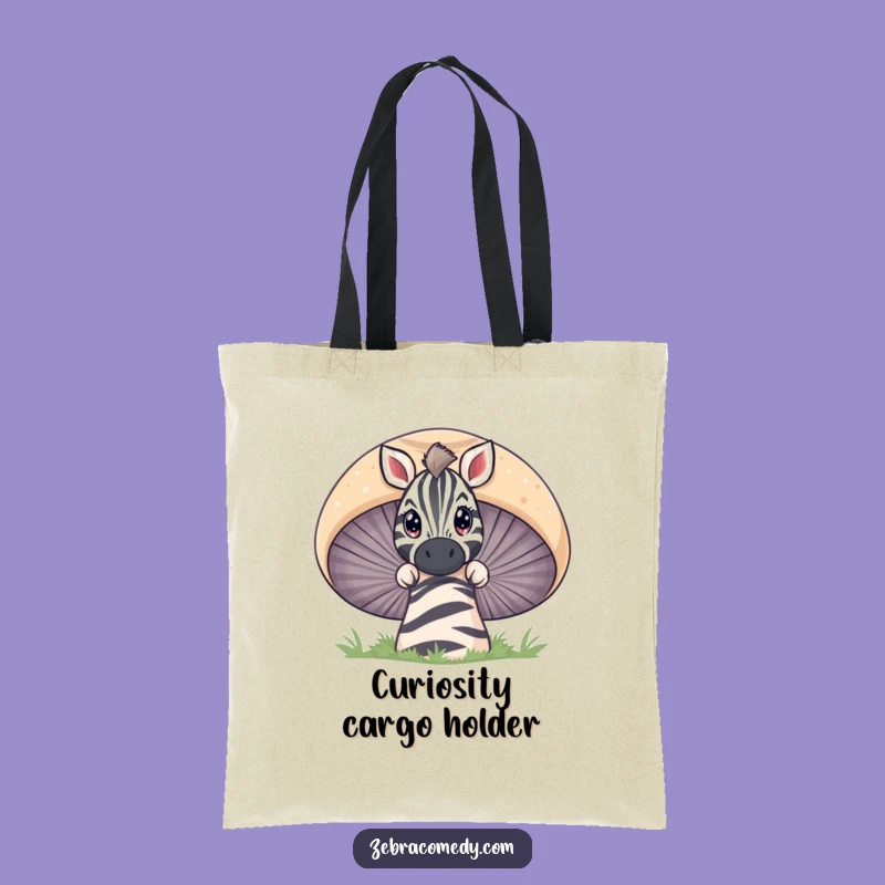 Funny Zebra Mushroom Peeking Tote Bag - Whimsical Cartoon Accessory