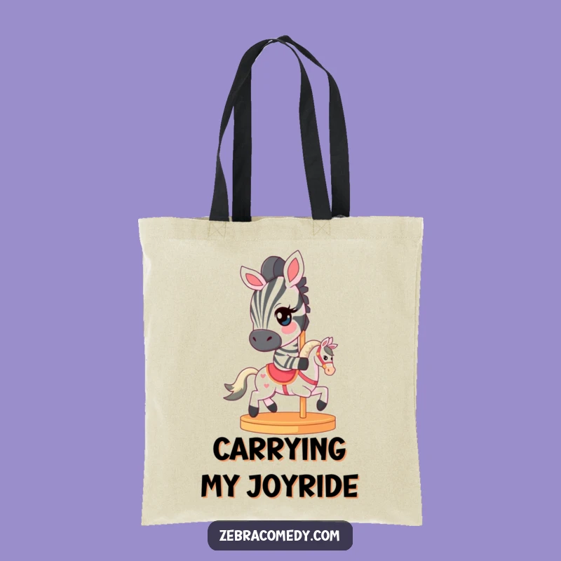 Funny Winking Zebra Tote Bag: Carousel Charm, Perfect Humorous Gift!