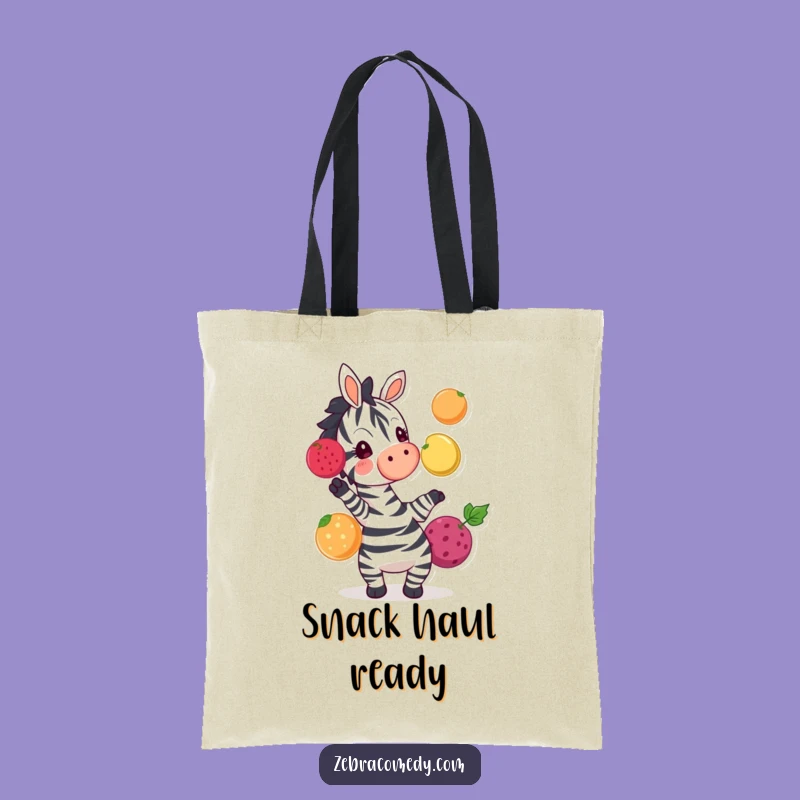 Funny Zebra Juggling Fruit Tote Bag - Whimsical Cartoon Accessory